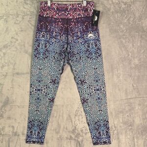 NWT New Lotus Leggings Purple Blue Gradient Ombré Size Large